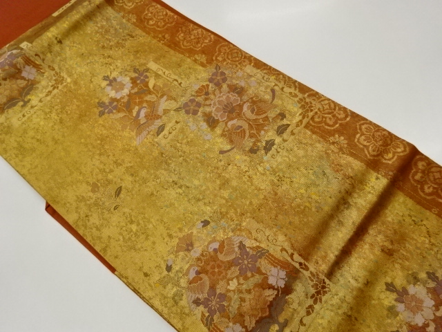 JAPANESE NAGOYA OBI / WOVEN FLOWER & BIRD